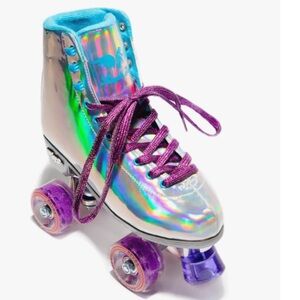 Holographic Roller Skates with Purple Accents